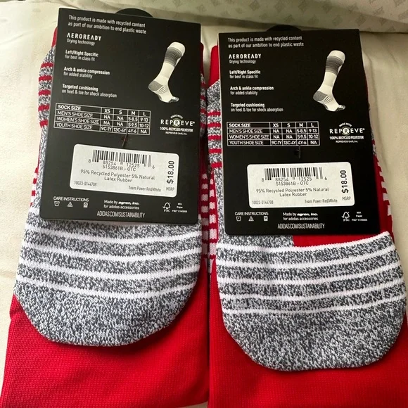 NWT Kids Youth Red Adidas Team Speed Soccer Socks - Picture 2 of 3